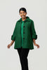 Image of Boho Chic Houndstooth Jacquard Button Front Swing Jacket  - Green/Black