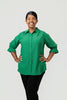 Image of Boho Chic Smocked Cuff Blouse - Emerald
