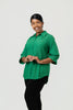 Image of Boho Chic Smocked Cuff Blouse - Emerald