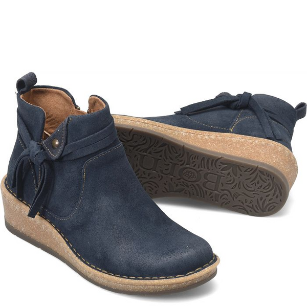 Born Vaughn Distressed Suede Wedge Bootie - Navy