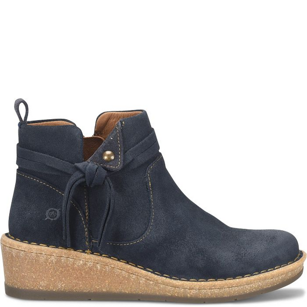 Born Vaughn Distressed Suede Wedge Bootie - Navy