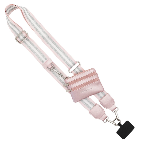 Save The Girls Clip & Go Strap with Zippered Pouch - Pink/Silver/White