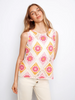 Image of Charlie B Floral Sleeveless Crochet Cotton Blend Top - Apricot