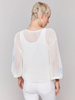 Image of Charlie B Open Crochet Knit Floral Print Top - White/Blue