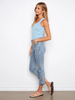 Image of Charlie B Cuffed Cropped Embroidered Slim Leg Jean - Blue