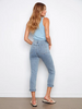 Image of Charlie B Cuffed Cropped Embroidered Slim Leg Jean - Blue