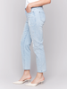 Image of Charlie B Pearl Appliqué Distressed 5 Pocket Jean - Light Blue