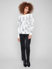 Image of Charlie B Printed Cheetah Crew Neck Sweater - White/Black