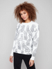 Image of Charlie B Printed Cheetah Crew Neck Sweater - White/Black