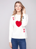 Image of Charlie B Queen of Hearts Jacquard Sweater - White