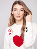 Image of Charlie B Queen of Hearts Jacquard Sweater - White