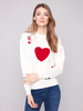Image of Charlie B Queen of Hearts Jacquard Sweater - White