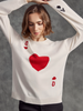 Image of Charlie B Queen of Hearts Jacquard Sweater - White