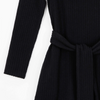 Image of Clara Sunwoo Long Sleeve Ribbed Knit Funnel Neck Tie-Belt Sweater Dress - Black