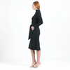 Image of Clara Sunwoo Long Sleeve Ribbed Knit Funnel Neck Tie-Belt Sweater Dress - Black