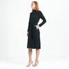 Image of Clara Sunwoo Long Sleeve Ribbed Knit Funnel Neck Tie-Belt Sweater Dress - Black