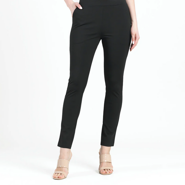 Clara Sunwoo Slim Fit Straight Leg Ponte Knit Pant - Black