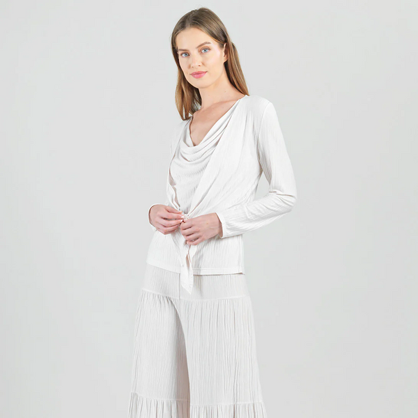 Clara Sunwoo Draped Cowl Neck Tank and Cardigan Twin Set - Ivory