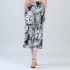 Image of Clara Sunwoo Abstract Etch Print Pull On Gaucho Pant - Black/Ivory