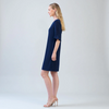Image of Clara Sunwoo Tie Back Tulip Sleeve Dress - Navy