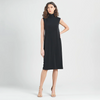 Image of Clara Sunwoo Sleeveless Peach Skin Knit Mock Neck Midi Dress - Black