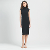 Image of Clara Sunwoo Sleeveless Peach Skin Knit Mock Neck Midi Dress - Black