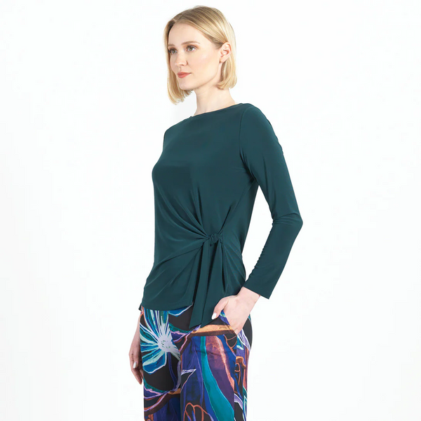 Clara Sunwoo Long Sleeve Side Tie Top - Hunter Green