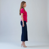 Image of Clara Sunwoo Flounce Sleeve Stitch Overlay Top - Hot Pink