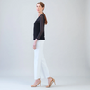 Image of Clara Sunwoo Mesh Insert Surplice Neck Illusion Sleeve Top - Black