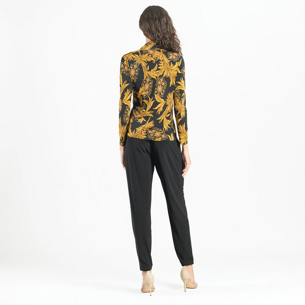 Clara Sunwoo V-Neck Baroque Paisley Print Top - Gold/Black