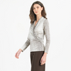 Image of Clara Sunwoo Shimmering V-Neck Crocodile Print Top - Ivory/Mocha