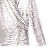 Image of Clara Sunwoo Shimmering V-Neck Crocodile Print Top - Ivory/Mocha