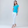 Image of Clara Sunwoo Cap Sleeve Round Neck Side Tie Top - Turquoise