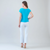 Image of Clara Sunwoo Cap Sleeve Round Neck Side Tie Top - Turquoise