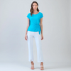 Image of Clara Sunwoo Cap Sleeve Round Neck Side Tie Top - Turquoise