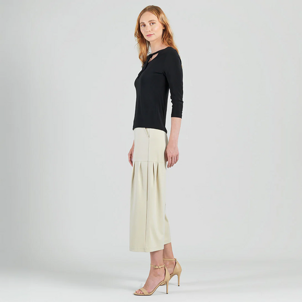 Clara Sunwoo Reversible Tie Neckline 3/4 Sleeve Top - Black