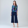 Image of Clara Sunwoo Floral Dream Print Half Sleeve Scoop Neck Top - Purple/Multicolor