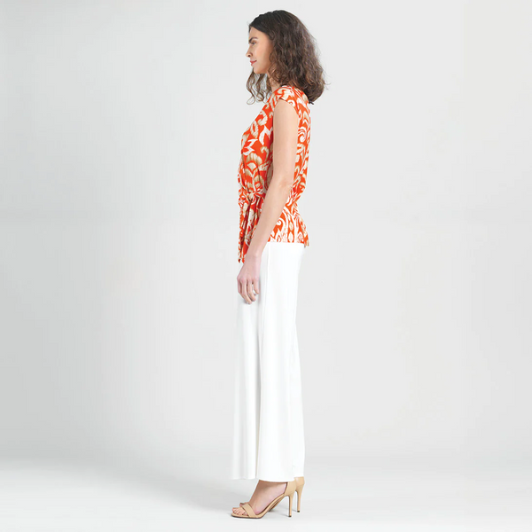 Clara Sunwoo Cap Sleeve Side Tie Top - Coral/Ivory