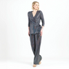 Image of Clara Sunwoo Shimmer Sequin Faux Wrap Side Tie Tunic - Silver/Black