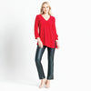 Image of Clara Sunwoo Ruffle Sleeve Side Slit Tunic - Red