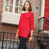 Image of Clara Sunwoo Textured Shimmer Pearl Sleeve Detail Tunic - Red