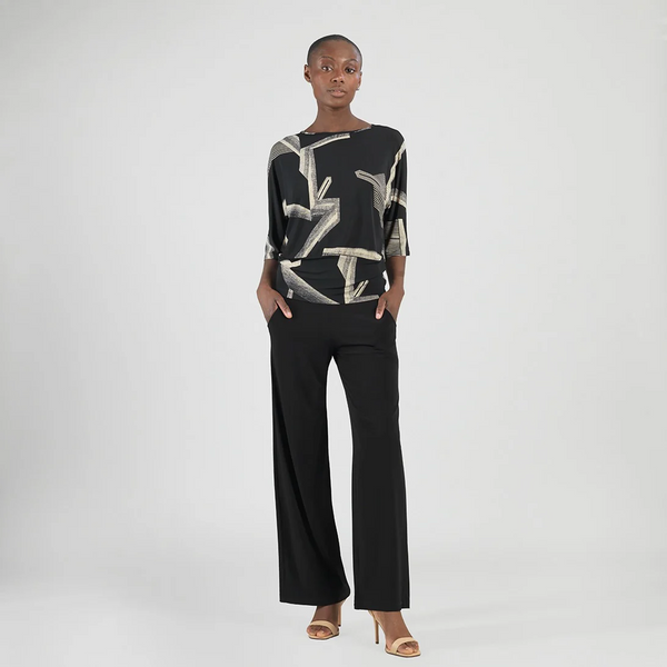 Clara Sunwoo Abstract Blouson Top - Bone/Black