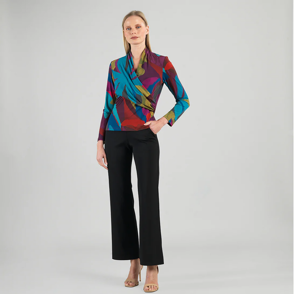 Clara Sunwoo Abstract Floral Draped Top - Multicolor