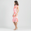 Image of Clara Sunwoo Butter Knit Side Slit Ruched Cap Sleeve Midi Dress - Sunset Petals Print