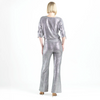 Image of Clara Sunwoo Glitter Foil Pull-Tie Cuff Blouson Top - Gunmetal