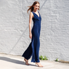 Image of Clara Sunwoo Signature Sleeveless Surplice Jumpsuit - Navy