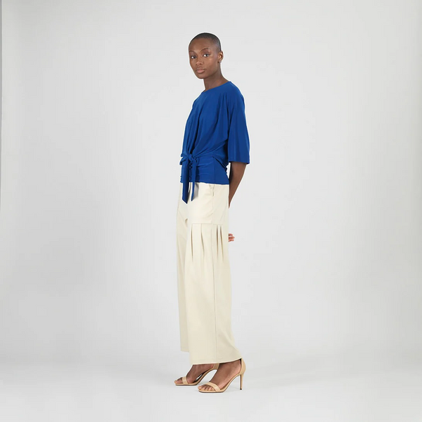 Clara Sunwoo Side Tie Blouson Top - Cobalt