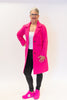 Image of Cliché Notched Lapel Patch Pocket Sweater Coat - Barbie Pink
