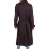 Image of Cole Haan Plus Faux Leather Trim Wool Blend Belted Wrap Coat - Bordeaux *Take an EXTRA 25% Off*