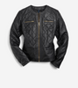 Image of Cole Haan Collarless Quilted Lambskin Leather Jacket - Black *Take an EXTRA 25% Off*